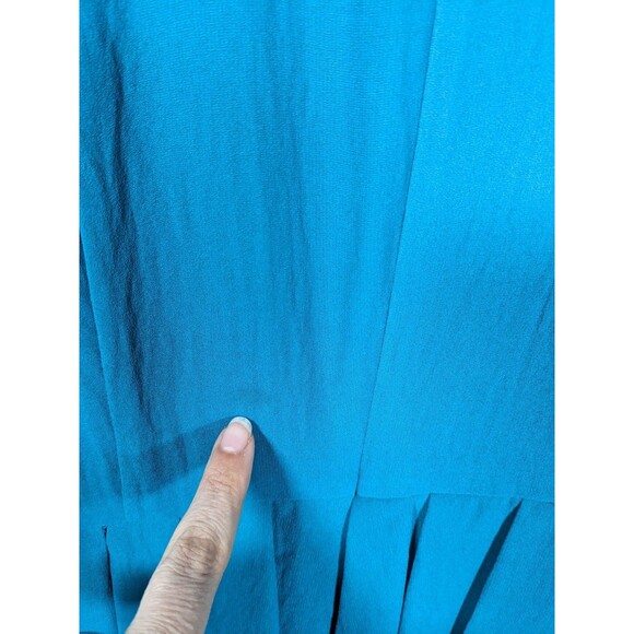 J Crew Dress Womens 4 Teal Chiffon Classic A Line Sleeveless Midi - Picture 8 of 11